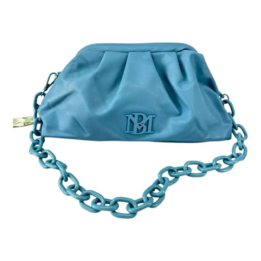NWT Badgley Mischka Vegan Leather Wrapped Frame Clutch Women’s Purse Blue